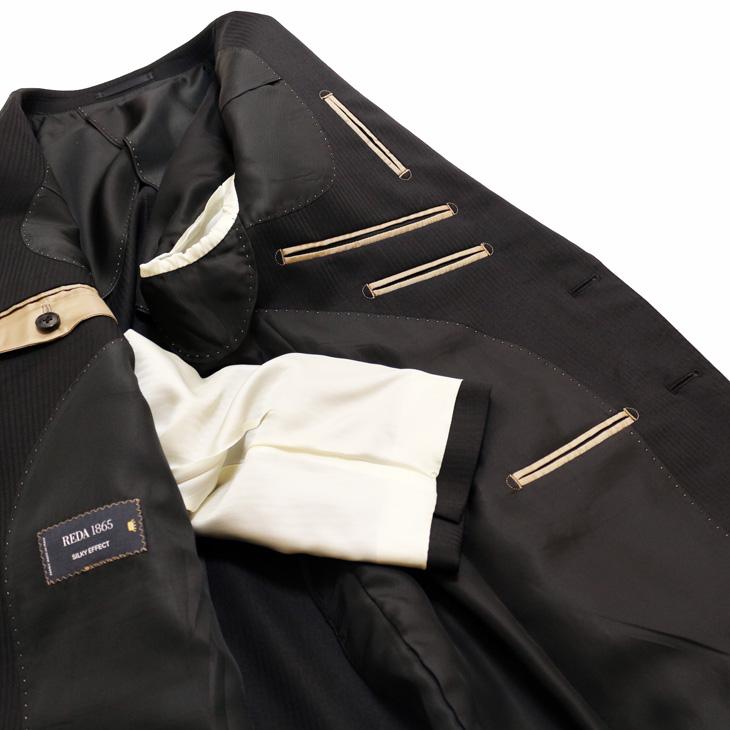 スリム型 スーツ メンズ 新品 春夏 REDA レダ シルキーエフェクト 黒ブラック 織柄シャドーストライプ 2つボタン ビジネス (A/AB体) WJSE2 |  | 07