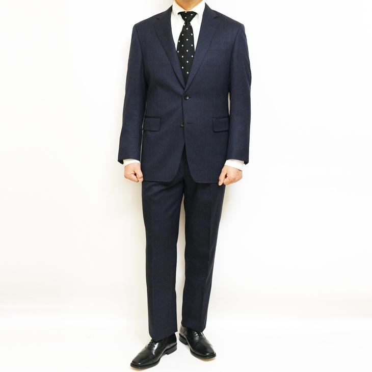 レギュラー型 スーツ メンズ 2025 新作 春夏 秋冬 通年 西川毛織 ニュージーランド産 ピュアウール100％ 濃紺ネイビーチェック柄 2つボタン ビジネス (AB体) YJP |  | 02