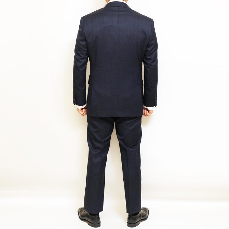 レギュラー型 スーツ メンズ 2025 新作 春夏 秋冬 通年 西川毛織 ニュージーランド産 ピュアウール100％ 濃紺ネイビーチェック柄 2つボタン ビジネス (AB体) YJP |  | 03