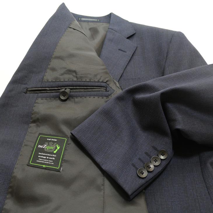 レギュラー型 スーツ メンズ 2025 新作 春夏 秋冬 通年 西川毛織 ニュージーランド産 ピュアウール100％ 濃紺ネイビーチェック柄 2つボタン ビジネス (AB体) YJP |  | 05