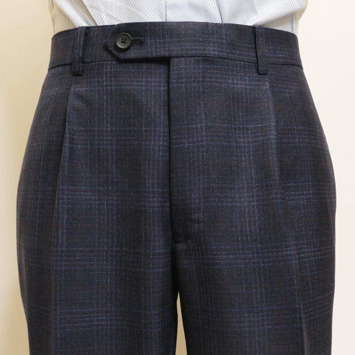 2026年 春夏 新作 スーツ メンズ 新品  Lanificio di pray ラニフィーチョ ディ プライ 紺ネイビー杢チェック 2つボタン ビジネス スーツ スリム型 (AB/BB体) |  | 10
