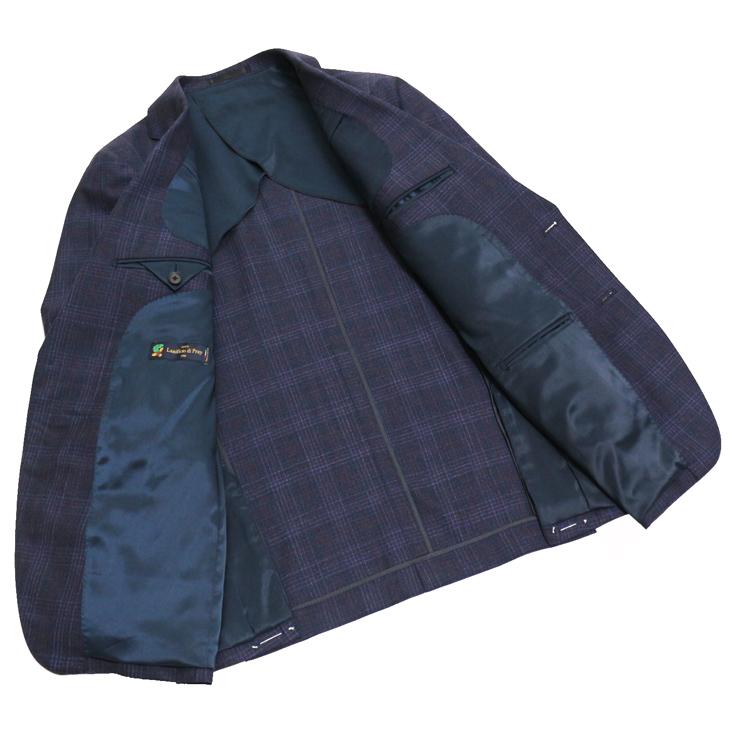 2026年 春夏 新作 スーツ メンズ 新品  Lanificio di pray ラニフィーチョ ディ プライ 紺ネイビー杢チェック 2つボタン ビジネス スーツ スリム型 (AB/BB体) |  | 06