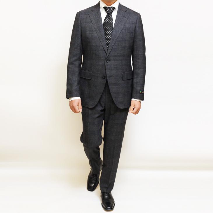 2026年 春夏 新作 スーツ メンズ 新品  Lanificio di pray ラニフィーチョ ディ プライ 灰グレー杢チェック 2つボタン ビジネス スーツ スリム型 (AB体) |  | 03