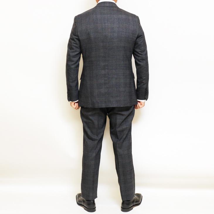 2026年 春夏 新作 スーツ メンズ 新品  Lanificio di pray ラニフィーチョ ディ プライ 灰グレー杢チェック 2つボタン ビジネス スーツ スリム型 (AB体) |  | 04