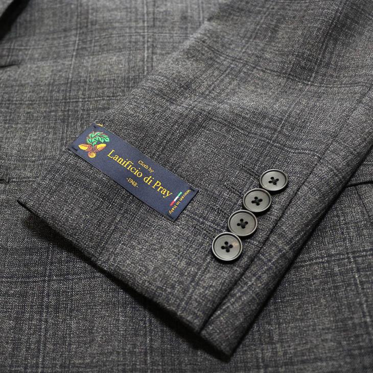 2026年 春夏 新作 スーツ メンズ 新品  Lanificio di pray ラニフィーチョ ディ プライ 灰グレー杢チェック 2つボタン ビジネス スーツ スリム型 (AB体) |  | 05