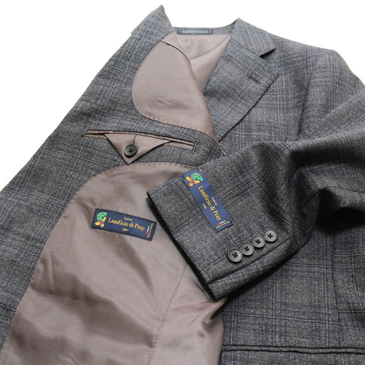2026年 春夏 新作 スーツ メンズ 新品  Lanificio di pray ラニフィーチョ ディ プライ 灰グレー杢チェック 2つボタン ビジネス スーツ スリム型 (AB体) |  | 07