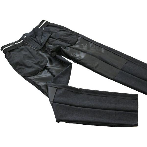 秋冬新品 「 やや細めノータック 」 選べる２色 超高級毛皮コートに使用されるミンク混紡 淡グレー、濃グレー PLAY MOLE ノータックパンツ 79cm〜94cm |  | 03