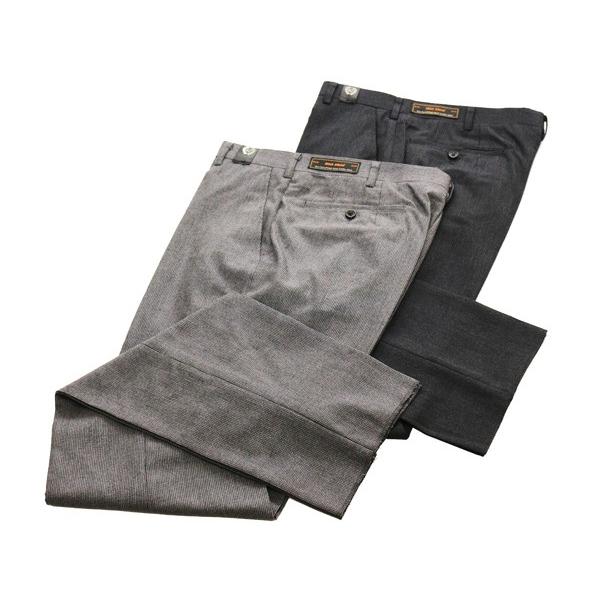 秋冬新品 「 やや細めノータック 」 選べる２色 超高級毛皮コートに使用されるミンク混紡 淡グレー、濃グレー PLAY MOLE ノータックパンツ 79cm〜94cm |  | 05