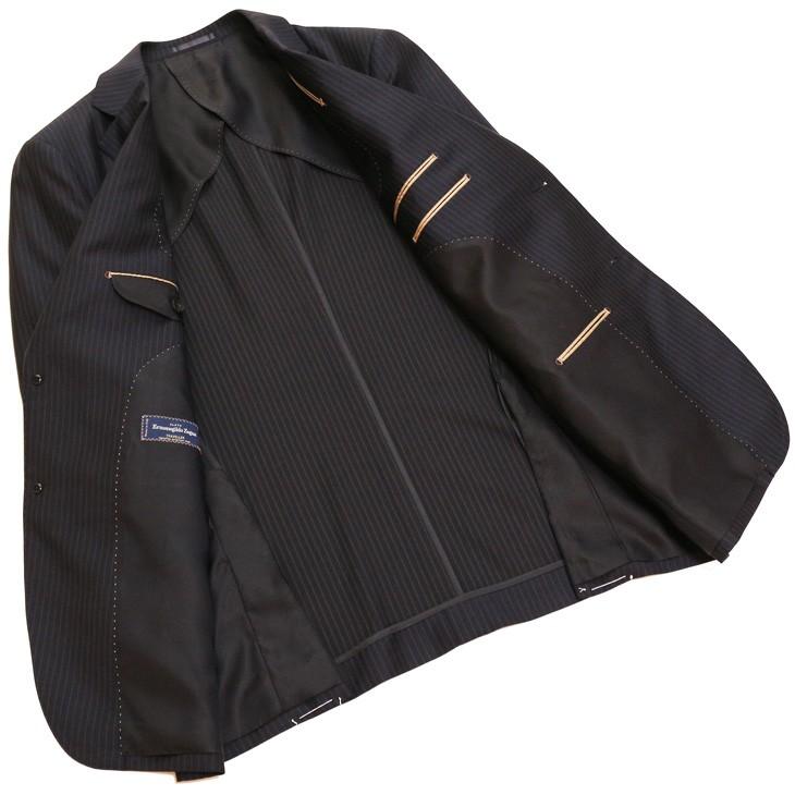 スーツ メンズ 春夏 新品 エルメネジルドゼニア トラベラー 濃紺ネイビー ぼんやり7mmストライプ 2つボタン ビジネス スーツ やや細め (A/AB/BB体) ST-DAIB | ZEGNA | 11