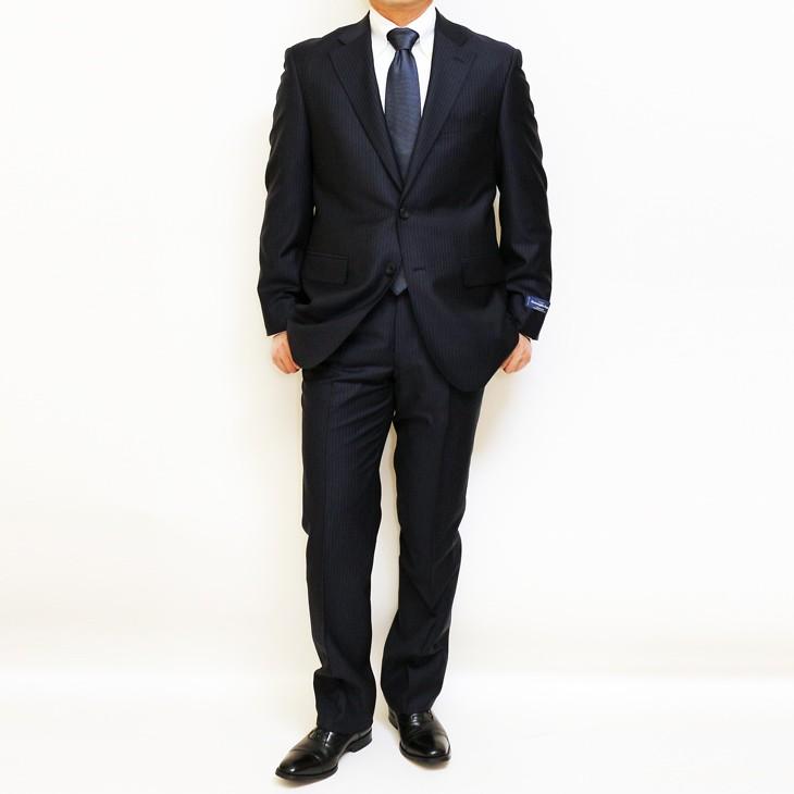 スーツ メンズ 春夏 新品 エルメネジルドゼニア トラベラー 濃紺ネイビー ぼんやり7mmストライプ 2つボタン ビジネス スーツ やや細め (A/AB/BB体) ST-DAIB | ZEGNA | 03