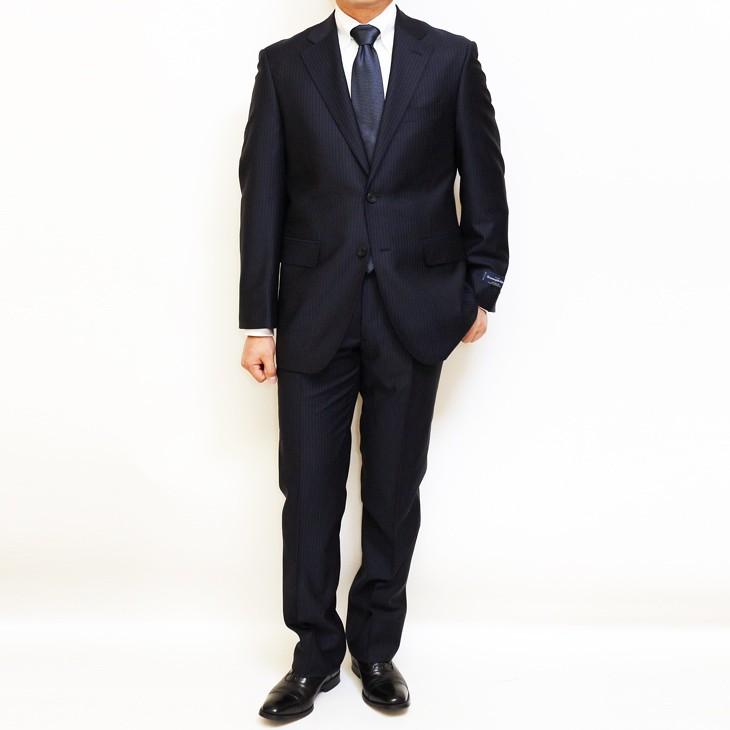 スーツ メンズ 春夏 新品 エルメネジルドゼニア トラベラー 濃紺ネイビー ぼんやり7mmストライプ 2つボタン ビジネス スーツ やや細め (A/AB/BB体) ST-DAIB | ZEGNA | 04