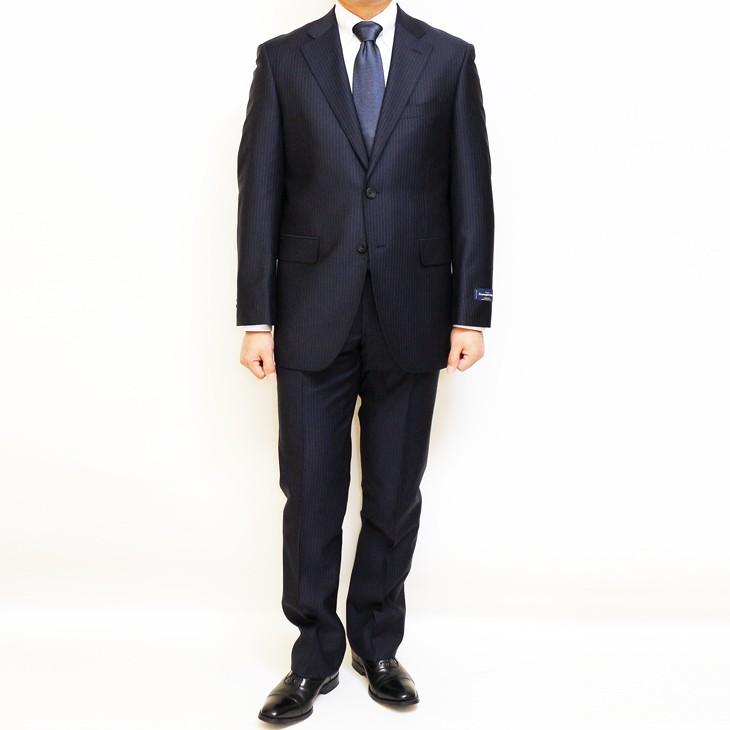 スーツ メンズ 春夏 新品 エルメネジルドゼニア トラベラー 濃紺ネイビー ぼんやり7mmストライプ 2つボタン ビジネス スーツ やや細め (A/AB/BB体) ST-DAIB | ZEGNA | 05