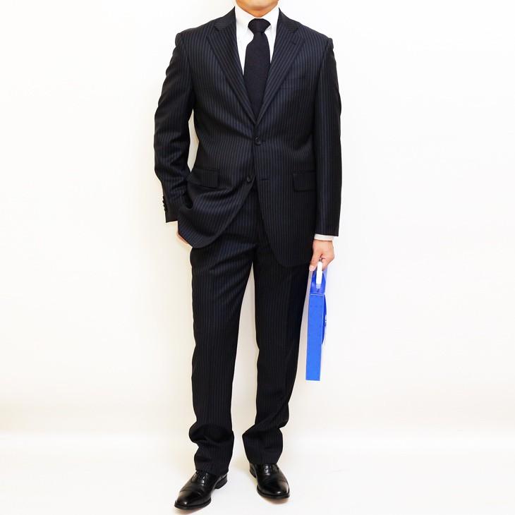 スーツ メンズ 2019 新作 春夏 ロロピアーナ クラシック Super130s 濃紺ネイビーストライプ 3つボタン段返り　ビジネススーツ (A/AB体) DO-ST3-003 | Loro Piana | 01