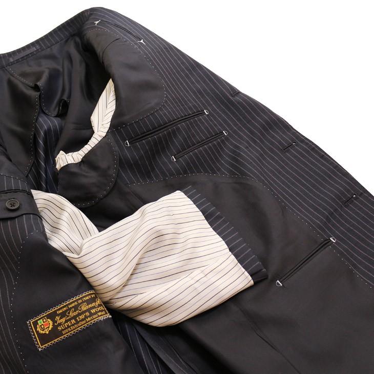 スーツ メンズ 2019 新作 春夏 ロロピアーナ クラシック Super130s 濃紺ネイビーストライプ 3つボタン段返り　ビジネススーツ (A/AB体) DO-ST3-003 | Loro Piana | 11