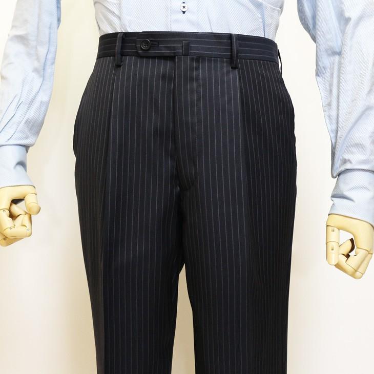 スーツ メンズ 2019 新作 春夏 ロロピアーナ クラシック Super130s 濃紺ネイビーストライプ 3つボタン段返り　ビジネススーツ (A/AB体) DO-ST3-003 | Loro Piana | 14