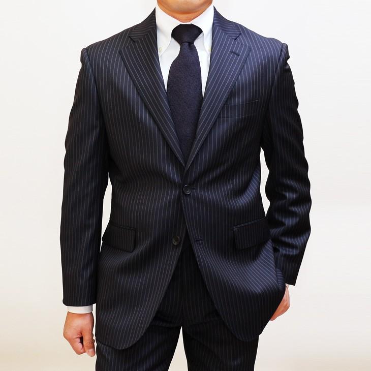 スーツ メンズ 2019 新作 春夏 ロロピアーナ クラシック Super130s 濃紺ネイビーストライプ 3つボタン段返り　ビジネススーツ (A/AB体) DO-ST3-003 | Loro Piana | 07
