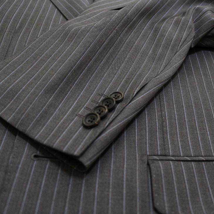 スーツ メンズ 2019 新作 春夏 ロロピアーナ クラシック Super130s やや淡系グレー杢 10mmストライプ 2つボタン ビジネススーツ (AB/BB体) やや細め ST-DAIB | Loro Piana | 10