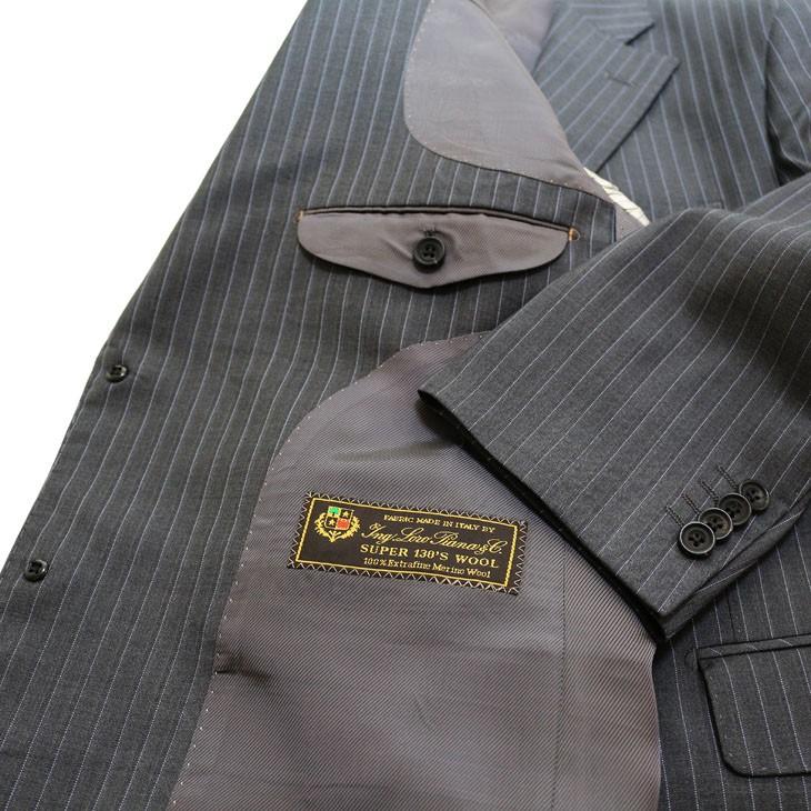 スーツ メンズ 2019 新作 春夏 ロロピアーナ クラシック Super130s やや淡系グレー杢 10mmストライプ 2つボタン ビジネススーツ (AB/BB体) やや細め ST-DAIB | Loro Piana | 11