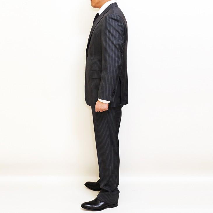 スーツ メンズ 2019 新作 春夏 ロロピアーナ クラシック Super130s やや淡系グレー杢 10mmストライプ 2つボタン ビジネススーツ (AB/BB体) やや細め ST-DAIB | Loro Piana | 13