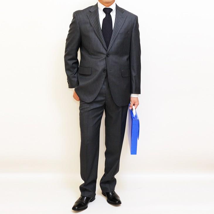 スーツ メンズ 2019 新作 春夏 ロロピアーナ クラシック Super130s やや淡系グレー杢 10mmストライプ 2つボタン ビジネススーツ (AB/BB体) やや細め ST-DAIB | Loro Piana | 03