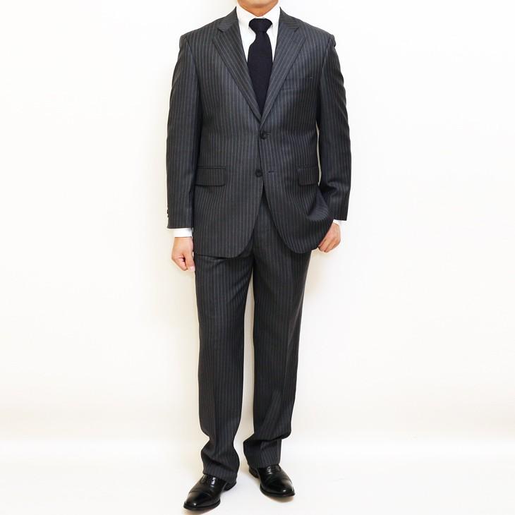 スーツ メンズ 2019 新作 春夏 ロロピアーナ クラシック Super130s やや淡系グレー杢 10mmストライプ 2つボタン ビジネススーツ (AB/BB体) やや細め ST-DAIB | Loro Piana | 04