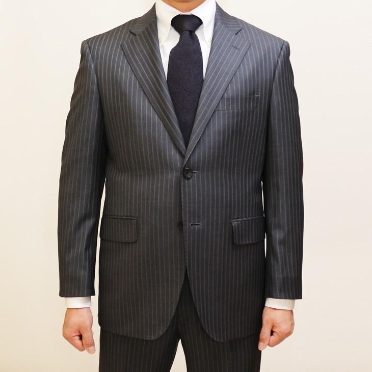 スーツ メンズ 2019 新作 春夏 ロロピアーナ クラシック Super130s やや淡系グレー杢 10mmストライプ 2つボタン ビジネススーツ (AB/BB体) やや細め ST-DAIB | Loro Piana | 06