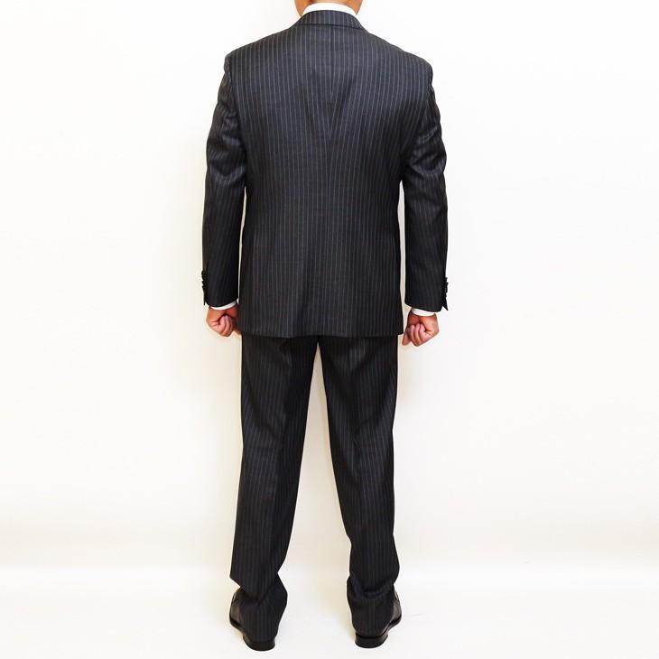 スーツ メンズ 2019 新作 春夏 ロロピアーナ クラシック Super130s やや淡系グレー杢 10mmストライプ 2つボタン ビジネススーツ (AB/BB体) やや細め ST-DAIB | Loro Piana | 07