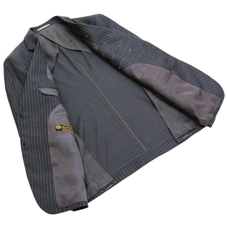 スーツ メンズ 2019 新作 春夏 ロロピアーナ クラシック Super130s やや淡系グレー杢 10mmストライプ 2つボタン ビジネススーツ (AB/BB体) やや細め ST-DAIB | Loro Piana | 08