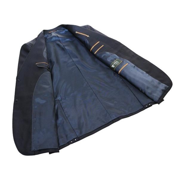 2016-17合物３シーズン秋冬春対応 英国ドーメル DORMEUIL アマデウス クラシコイタリア型 濃紺パープルネイビー4.5mmストライプ ２Ｂスーツ(AB体)shm「やや細」 |  | 03