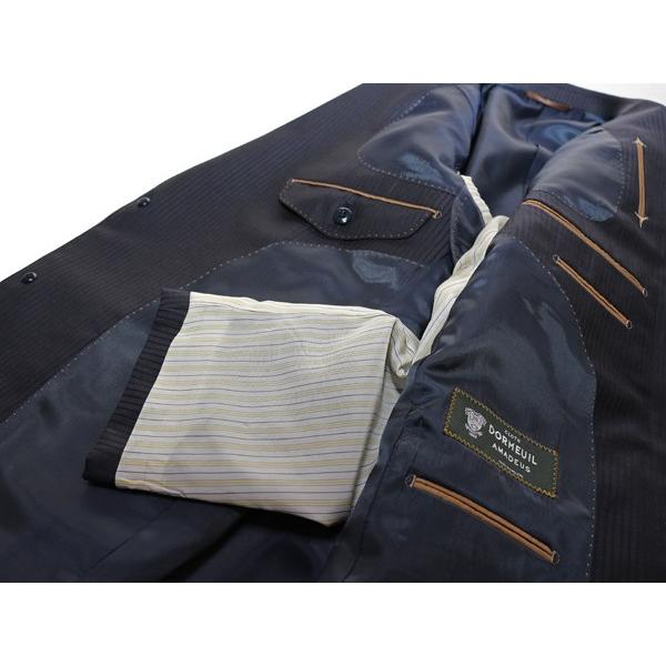 2016-17合物３シーズン秋冬春対応 英国ドーメル DORMEUIL アマデウス クラシコイタリア型 濃紺パープルネイビー4.5mmストライプ ２Ｂスーツ(AB体)shm「やや細」 |  | 04