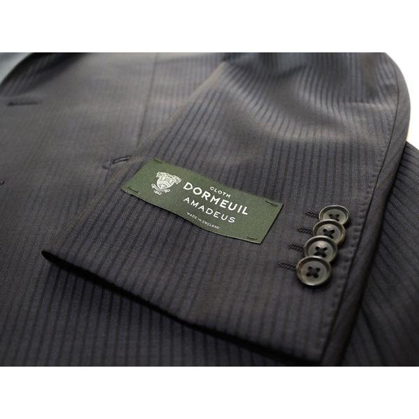 2016-17合物３シーズン秋冬春対応 英国ドーメル DORMEUIL アマデウス クラシコイタリア型 濃紺パープルネイビー4.5mmストライプ ２Ｂスーツ(AB体)shm「やや細」 |  | 05
