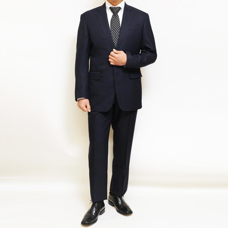 SALE レギュラー型 スーツ メンズ 新品 春夏 秋冬 通年 西川毛織 Super110s 濃紺ネイビー無地 ナチュラルストレッチ 2つボタン ビジネス スーツ (A/AB体) |  | 03
