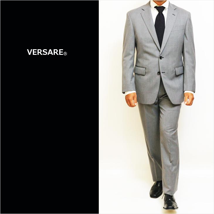 SALE レギュラー型 スーツ メンズ 春夏 新品 VERSARE 淡灰ライトグレー