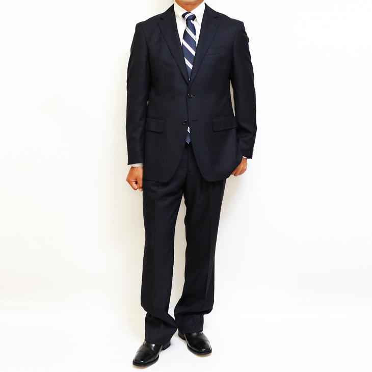 スーツ メンズ 2020-21 新作 秋冬 伊 カノニコ Super100s 濃紺ネイビー杢＋織柄=無地系 2つボタン ビジネス スーツ (A/AB体) J07-2B やや細め |  | 01