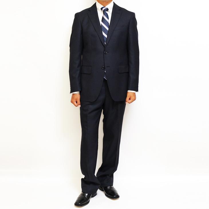 スーツ メンズ 2020-21 新作 秋冬 伊 カノニコ Super100s 濃紺ネイビー杢＋織柄=無地系 2つボタン ビジネス スーツ (A/AB体) J07-2B やや細め |  | 02