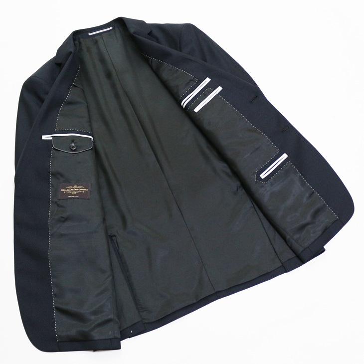 スーツ メンズ 2020-21 新作 秋冬 伊 カノニコ Super100s 濃紺ネイビー杢＋織柄=無地系 2つボタン ビジネス スーツ (A/AB体) J07-2B やや細め |  | 05