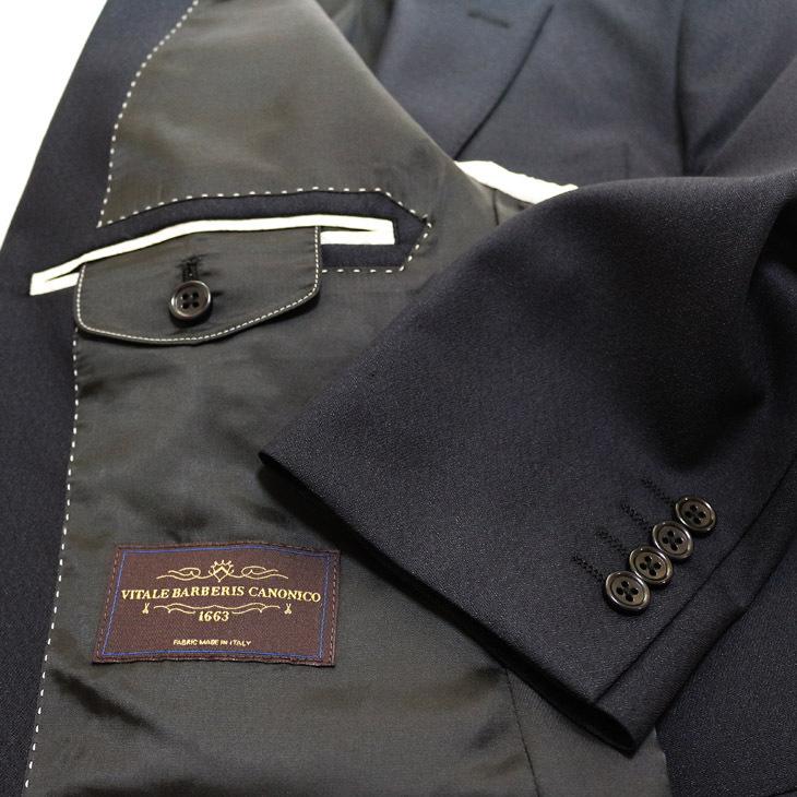 スーツ メンズ 2020-21 新作 秋冬 伊 カノニコ Super100s 濃紺ネイビー杢＋織柄=無地系 2つボタン ビジネス スーツ (A/AB体) J07-2B やや細め |  | 06