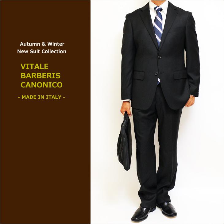 スーツ メンズ 2020-21 新作 秋冬 伊 カノニコ Super100s 黒っぽい 濃紺ネイビー無地 2つボタン ビジネス スーツ (A/AB体) J07-2B やや細め | 