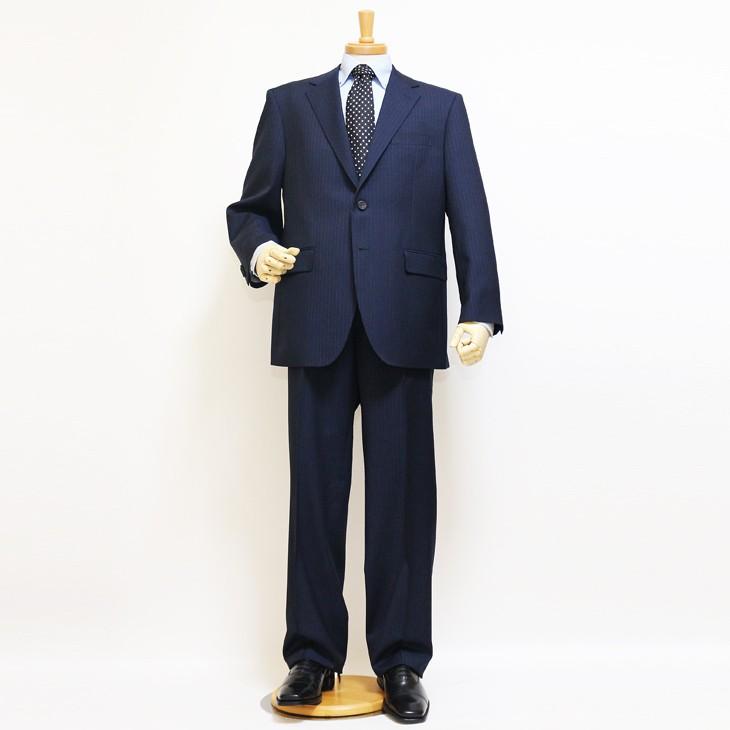 スーツ メンズ 2018-19 新作 秋冬 伊 REDA レダ Super110s 濃紺ネイビー オルタネイトストライプ フルOP並 2つボタン  (BB体) ゆったりめ vr.1042b |  | 01