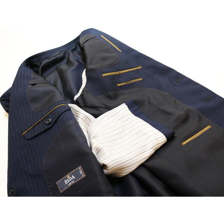 スーツ メンズ 2018-19 新作 秋冬 伊 REDA レダ Super110s 濃紺ネイビー オルタネイトストライプ フルOP並 2つボタン  (BB体) ゆったりめ vr.1042b |  | 08