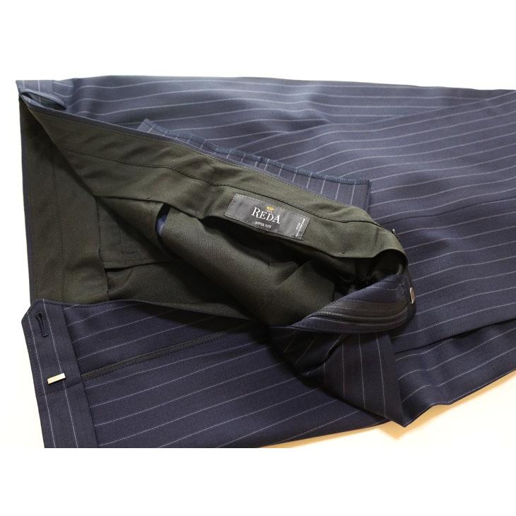 スーツ メンズ 2018-19 新作 秋冬 伊 REDA レダ Super110s 濃紺ネイビー 14mmストライプ フルOP並 2つボタン  (BB体) ゆったりめ vr.1042b |  | 14