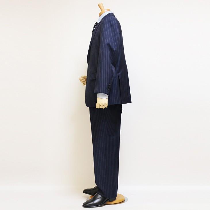 スーツ メンズ 2018-19 新作 秋冬 伊 REDA レダ Super110s 濃紺ネイビー 14mmストライプ フルOP並 2つボタン  (BB体) ゆったりめ vr.1042b |  | 04