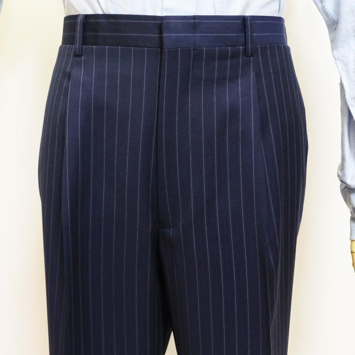 スーツ メンズ 2018-19 新作 秋冬 伊 REDA レダ Super110s 濃紺ネイビー 14mmストライプ フルOP並 2つボタン  (BB体) ゆったりめ vr.1042b |  | 05
