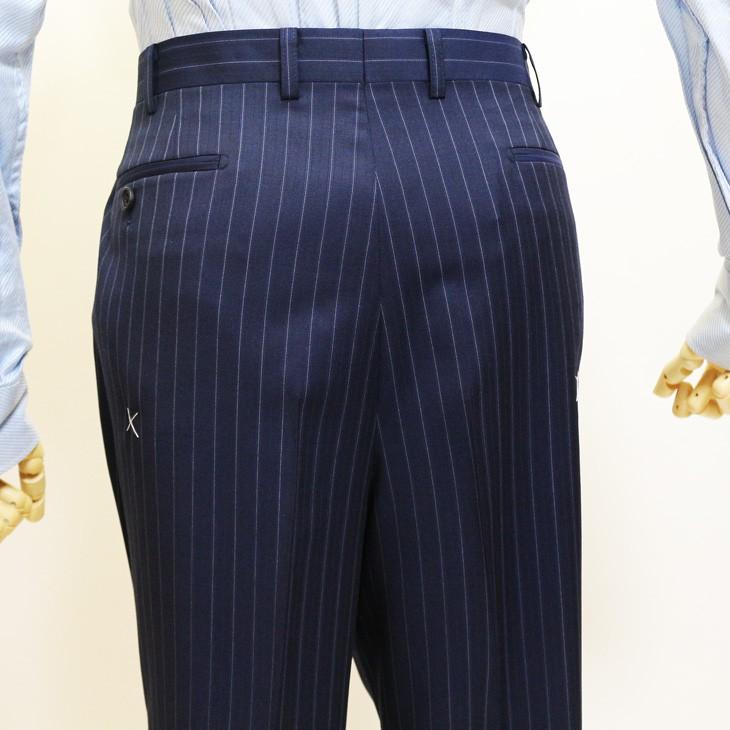 スーツ メンズ 2018-19 新作 秋冬 伊 REDA レダ Super110s 濃紺ネイビー 14mmストライプ フルOP並 2つボタン  (BB体) ゆったりめ vr.1042b |  | 06