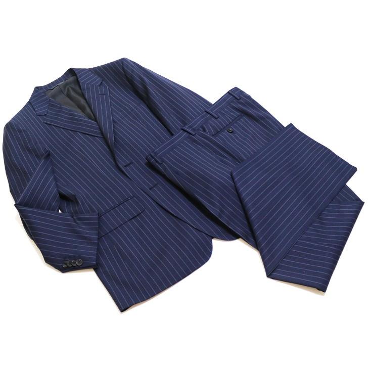 スーツ メンズ 2018-19 新作 秋冬 伊 REDA レダ Super110s 濃紺ネイビー 14mmストライプ フルOP並 2つボタン  (BB体) ゆったりめ vr.1042b |  | 07