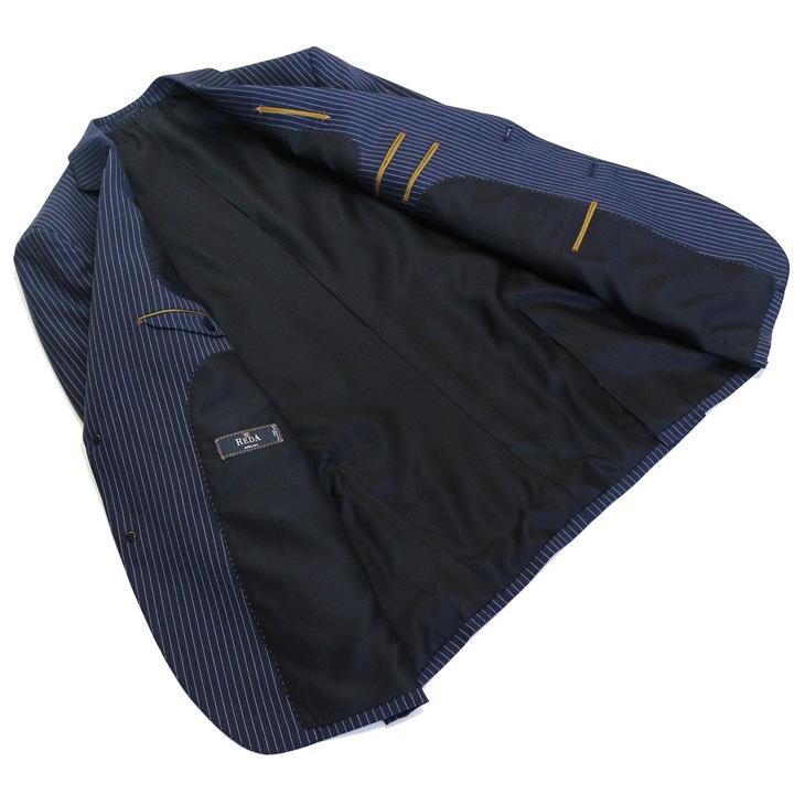 スーツ メンズ 2018-19 新作 秋冬 伊 REDA レダ Super110s 濃紺ネイビー杢ブルー系6.5mmストライプ フルOP並 2つボタン  (A体) やや細め ST-DAIB |  | 12