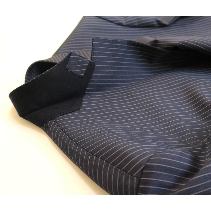 スーツ メンズ 2018-19 新作 秋冬 伊 REDA レダ Super110s 濃紺ネイビー杢ブルー系6.5mmストライプ フルOP並 2つボタン  (A体) やや細め ST-DAIB |  | 16