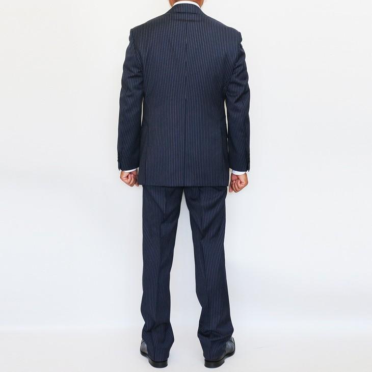 スーツ メンズ 2018-19 新作 秋冬 伊 REDA レダ Super110s 濃紺ネイビー杢ブルー系6.5mmストライプ フルOP並 2つボタン  (A体) やや細め ST-DAIB |  | 09