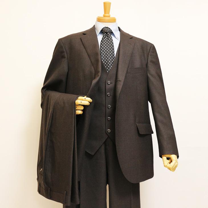 大きいサイズ メンズ スーツ 新品 秋冬 ブラウン（茶）×グレー（灰）＝中間色 ３つボタン段返り ベスト パンツ２本付き 4ピース ビジネス スーツ |  | 02