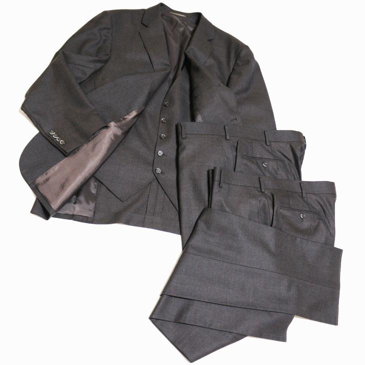 大きいサイズ メンズ スーツ 新品 秋冬 ブラウン（茶）×グレー（灰）＝中間色 ３つボタン段返り ベスト パンツ２本付き 4ピース ビジネス スーツ |  | 05